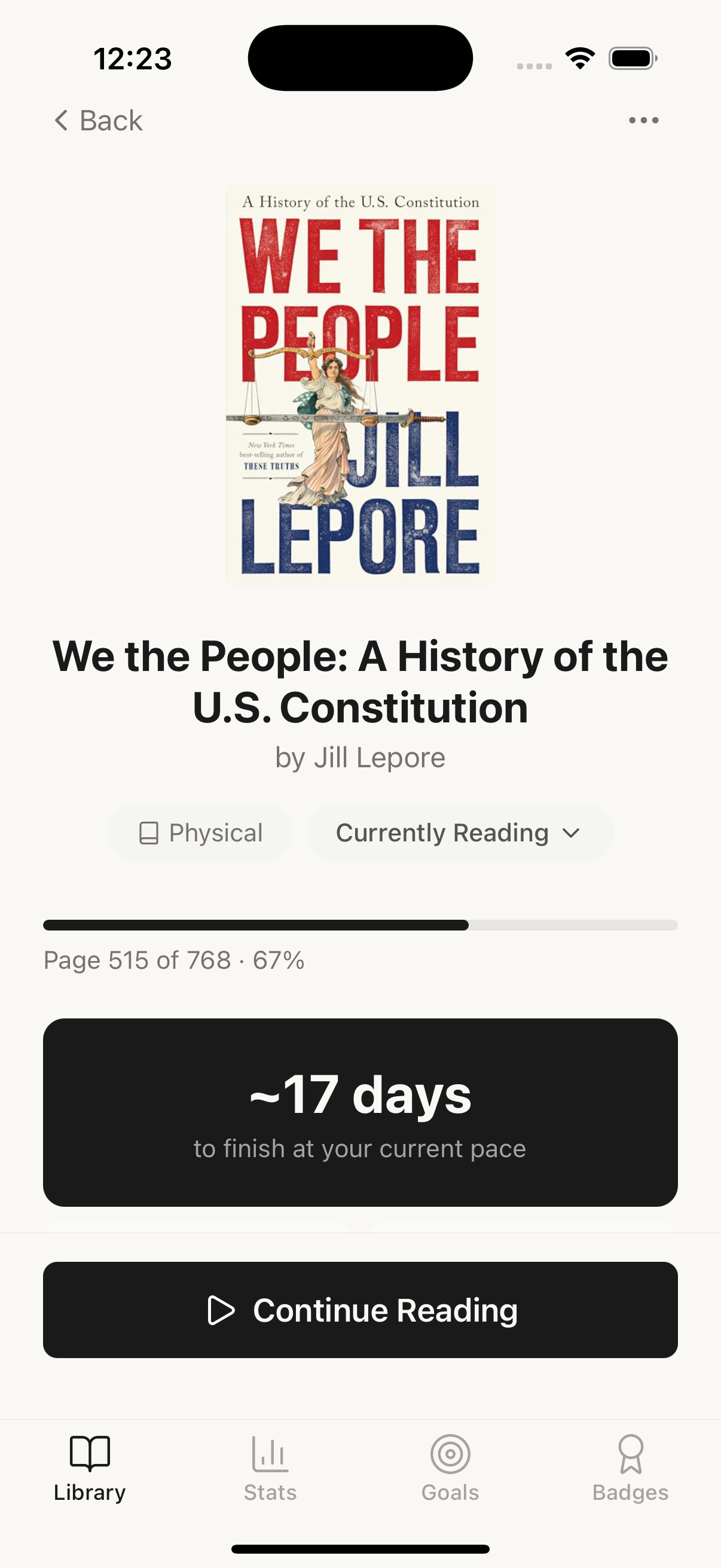 Book details and progress